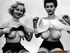 These mature sluts, dressed only in stockings, pose seductively in this