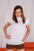 Brunette teen in white top and her blonde mate in pink outfit teasingly