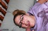 chubby brunette purple shirt