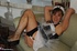 horny brunette maid relaxes