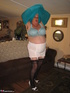 chubby granny blue dress