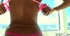 Sexy black bitch removes her pink bikini and starts gagging on a white
