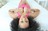 Stunning black bitch changes her black lingerie to pink before getting