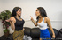 blue skirt asian brunette