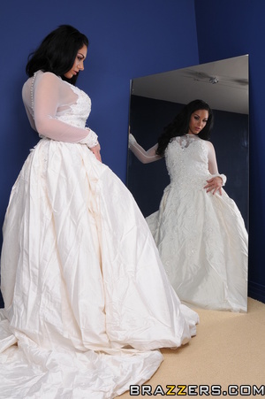 Brunette in a wedding dress fucked by a lesbo seamstress - XXXonXXX - Pic 1