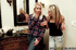 Asian babe is riding a hard schlong while two blondes are watching