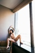 lusty cute brunette with