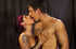 Hot tattooed damsel in gold and black outfit sucks cock and fucks in ass