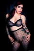 Sexy tattooed horny brunette in black lingerie sucks dick, ass fucks and