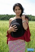 Dark hair cutie in black hat and red top shows tits and hairy cunt outdoors