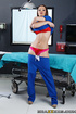 hot brunette nurse blue