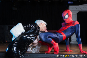 Platinum blonde in a cat costume pounded by young spidey - Picture 11