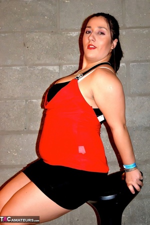 Gorgeous plomper peels off her red shirt and black skirt and pose her chubby body in different positions wearing her black lingerie and high heels before she pulls down her panty and expose her huge breasts and juicy pussy. - XXXonXXX - Pic 3