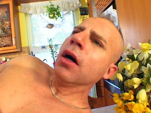 Bald man is sucking his lover's big and venous sausage - Picture 9