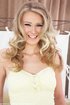 Foxy blonde in yellow underwear pose her banging body before she takes