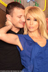 Stunning blonde peels off her blue dress then teases her stud boyfriend