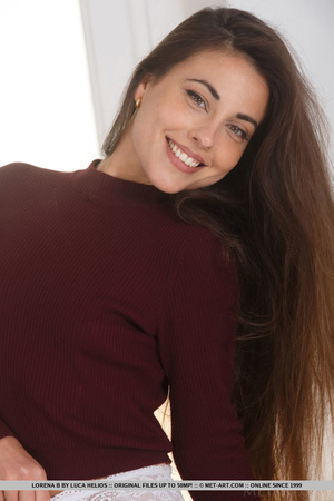 Long haired brunette in red sweater and  - XXX Dessert - Picture 2