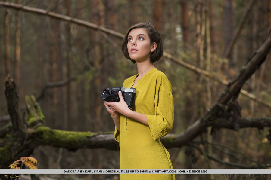 Short haired brunette in long green dress s - XXX Dessert - Picture 1