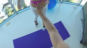 Blonde yoga girl with huge tits gets her snatch fucked hard - Picture 1