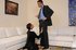 brunette student gets out