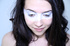 Painted eye masked brunette with brown eyes and tattooed boyfriend models
