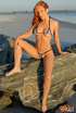 stunning redhead blue and