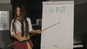 Hot school teacher with a skirt and a tie use a long stick for teaching discipline to her students - XXXonXXX - Pic 4