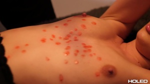 Brunete sprinkled in hot wax, takes a sp - XXX Dessert - Picture 7