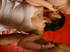 Mind-blowing brunette wearing white see through bodysuit gets in a double
