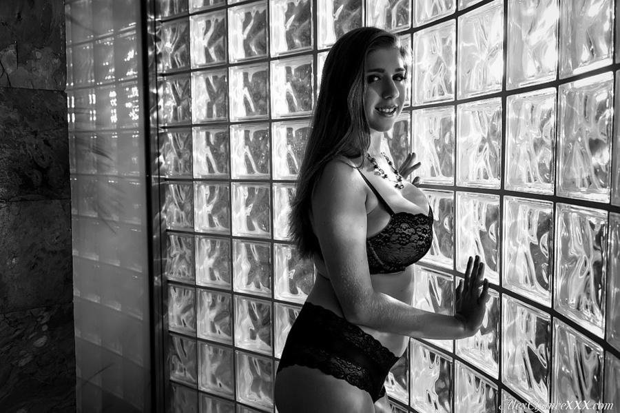 Black and white shots of naked chubby brune - XXX Dessert - Picture 1