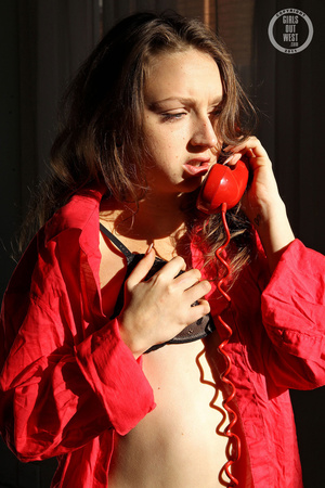 Sweet chick teases with her smoking hot body while she speaks on then phone wearing her red polo and black lingerie before she gets naked and expose her small boobs and sweet crack in different poses. - XXXonXXX - Pic 3