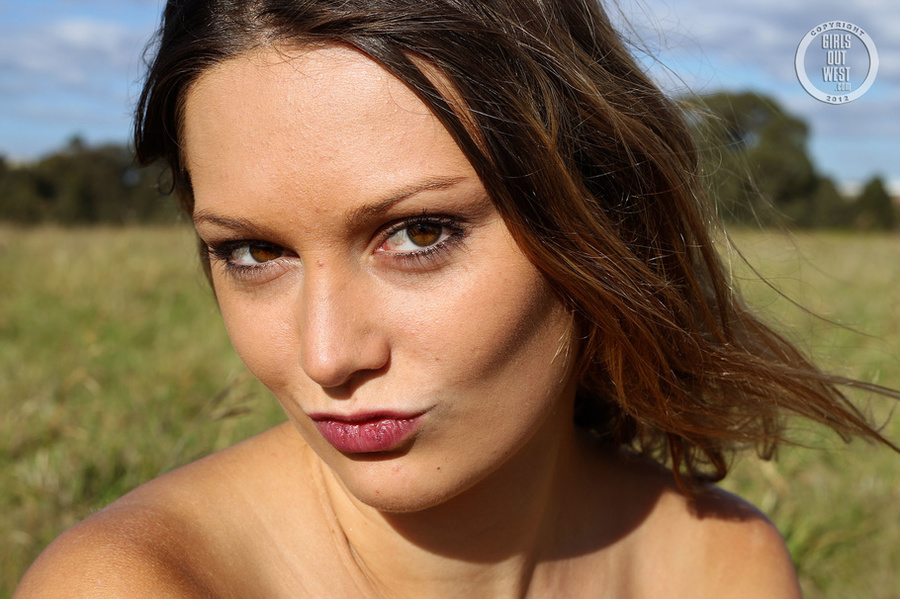 Steaming hot chick with steaming hot body peel off her pink jacket and purple and white dress and bares her lusty boobs and juicy pussy in different poses in a grass field. - XXXonXXX - Pic 15