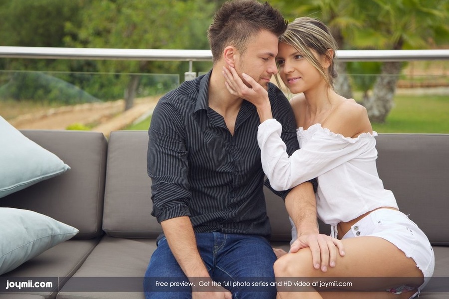 Cute babe in white blouse, shorts, multi co - XXX Dessert - Picture 16