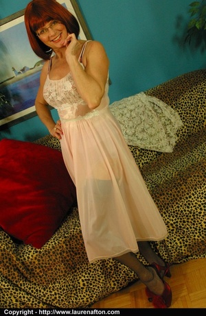 Long white nightgown redhead MILF stripping - XXXonXXX - Pic 3