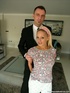 Busty blonde in blue socks sheds floral top and polka dots pants before
