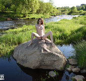 Steaming hot chick displays her tiny tits and sweet crack as she pose