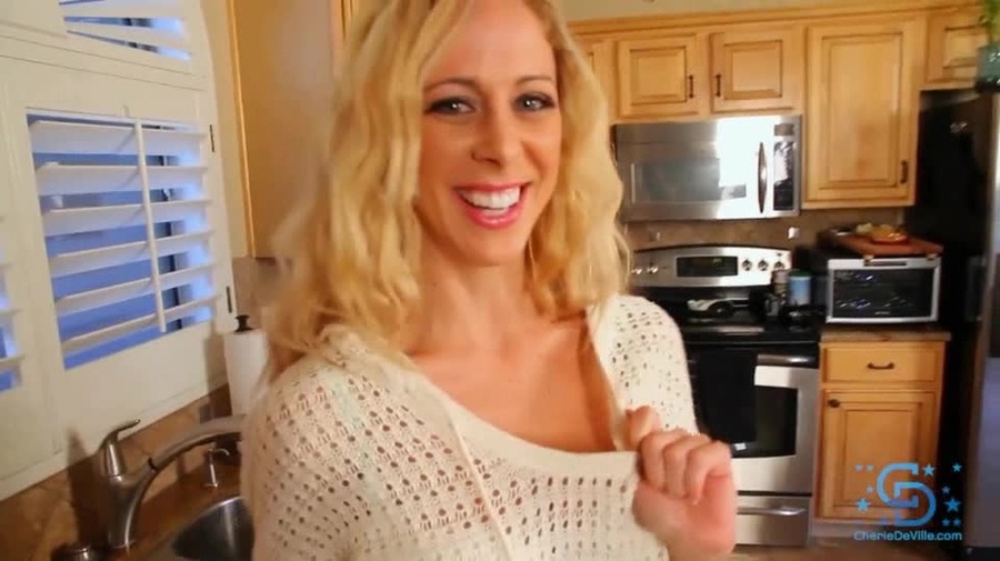 White lingerie blonde undressing on a kitch - XXX Dessert - Picture 4