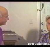 Curly mullet blonde gets fucked by an old-ass dude