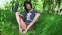 young brunette striped short
