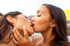 2 hot ladies who are eager for pussy start to kiss