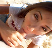 Hot french and asian mix in white swallows dick outdoors