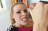 Sexy blonde babe in sporty top eagerly extracts cum from hard dick
