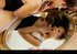 Black nightie brunette masturbates on top of a mirror