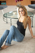 Black tank-top and tight-ass jeans blonde stripping on the floor