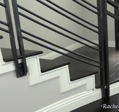 Leather boots wearing blonde masturbating on the stairs