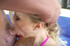 Hot mature blonde babe in pink swallows a cock whole