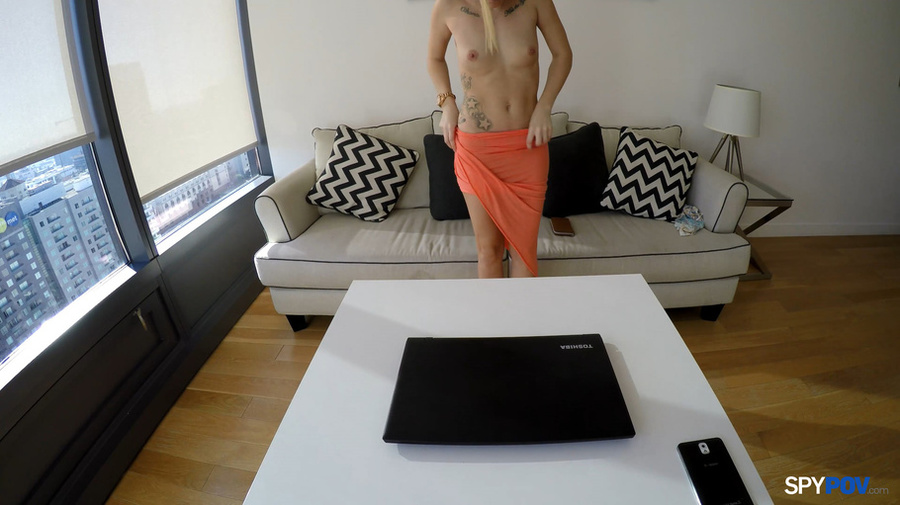 Inked blonde cutie in orange skirt gets pai - XXX Dessert - Picture 2