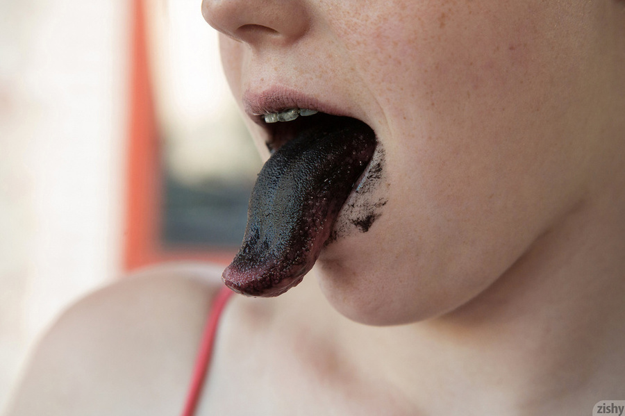 Flicking out her black tongue, she presses  - XXX Dessert - Picture 8