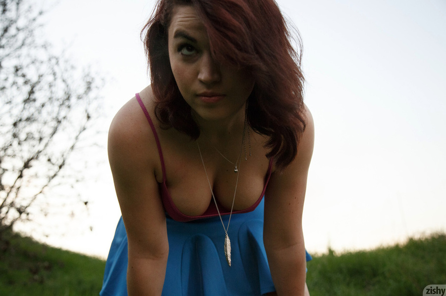 Her flowing, short, blue skirt flares up to - XXX Dessert - Picture 2