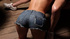 Denim shorts wearing babe fucked next to her GF in a camp